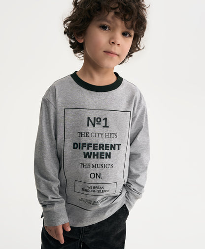 Gulliver Gray Printed Long sleeve T-shirt for Boy Mini- Gullliver FM