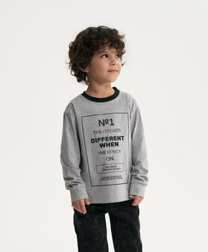 Gulliver Gray Printed Long sleeve T-shirt for Boy Mini- Gullliver FM