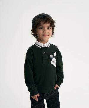 Gulliver Khaki Long-Sleeve Polo Shirt with Patches and Badges for Boy Mini- Gullliver FM