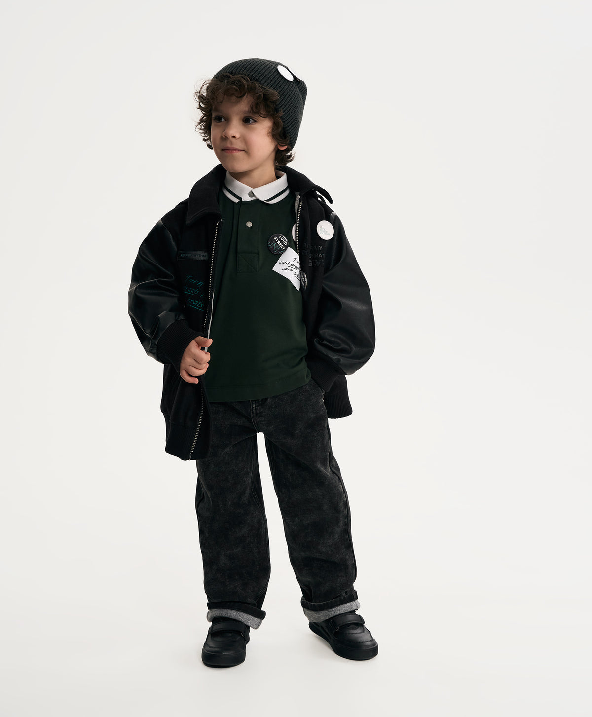 Gulliver Khaki Long-Sleeve Polo Shirt with Patches and Badges for Boy Mini- Gullliver FM