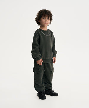 Gulliver Khaki Sweatshirt with Chain and Destroyed Effect for Boy Mini- Gullliver FM