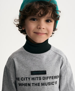 Gulliver Gray Knitted Turtleneck with Double-Layer Sleeves for Boy Mini- Gullliver FM