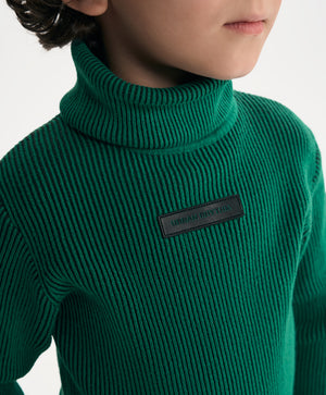 Gulliver Turquoise Knitted Turtleneck with Contrast Ribbed Texture for Boy Mini- Gullliver FM
