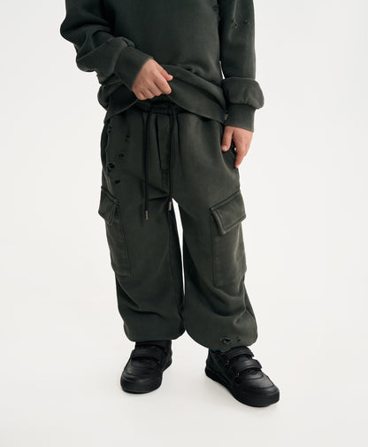 Gulliver Khaki Cargo Jogger Pants with Destroyed Effect for Boy Mini- Gullliver FM