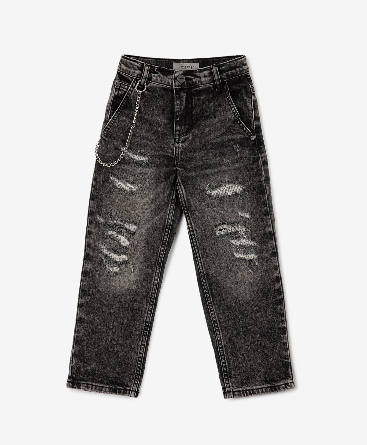 Gulliver Gray Straight-Leg Jeans with Distressed Details for Boy Mini- Gullliver FM
