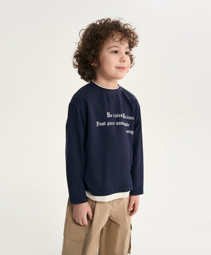 Gulliver Blue Layered-Effect Long-Sleeve T-Shirt with Print for Boy Mini- Monotyping