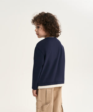Gulliver Blue Layered-Effect Long-Sleeve T-Shirt with Print for Boy Mini- Monotyping