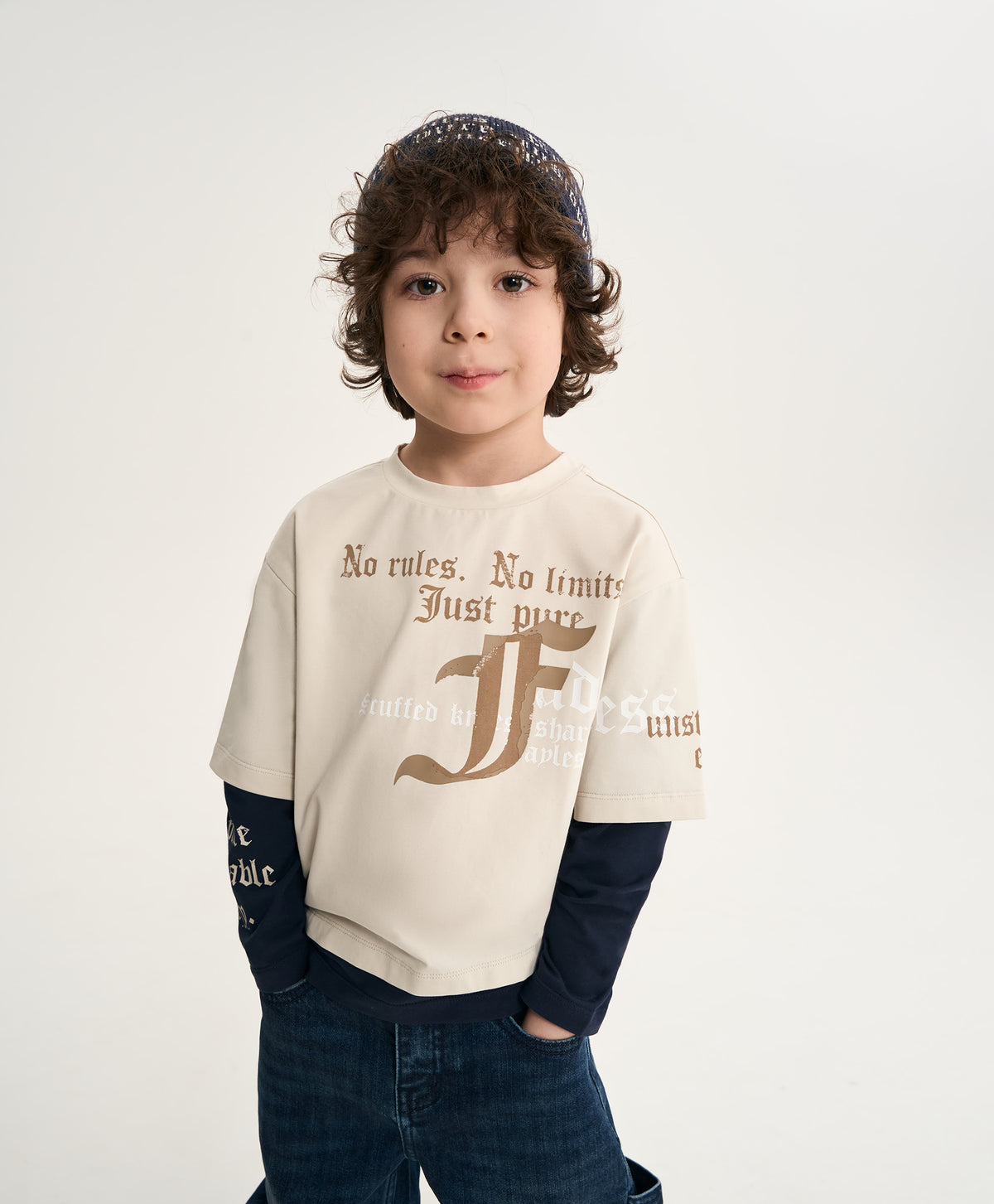 GulliverMilk Long-Sleeve T-Shirt with Layered Effect for Boy Mini- Monotyping