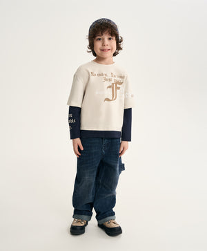 GulliverMilk Long-Sleeve T-Shirt with Layered Effect for Boy Mini- Monotyping