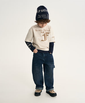 GulliverMilk Long-Sleeve T-Shirt with Layered Effect for Boy Mini- Monotyping