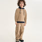 Gulliver Beige Layered-Effect Long-Sleeve T-Shirt with Hood for Boy Mini- Monotyping
