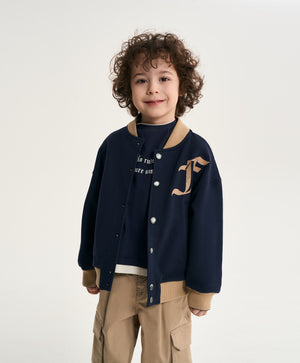 Gulliver Dark Blue Printed Sweatshirt Bomber Jacket for Boy Mini- Monotyping