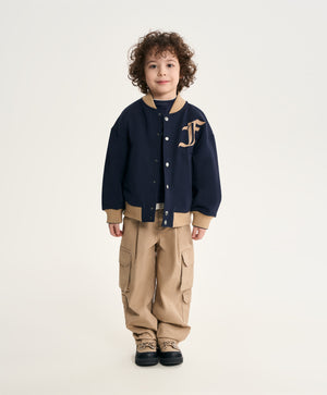 Gulliver Dark Blue Printed Sweatshirt Bomber Jacket for Boy Mini- Monotyping