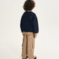 Gulliver Dark Blue Printed Sweatshirt Bomber Jacket for Boy Mini- Monotyping