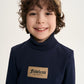 Gulliver Dark Blue Knitted Turtleneck with Contrast Patch for Boy Mini- Monotyping