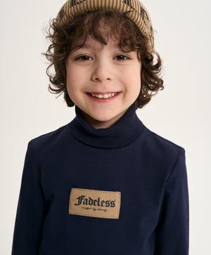 Gulliver Dark Blue Knitted Turtleneck with Contrast Patch for Boy Mini- Monotyping