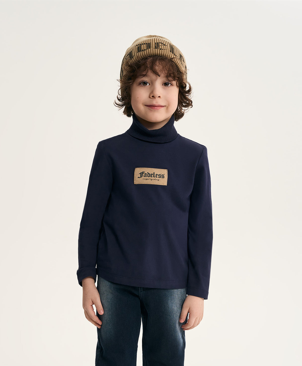 Gulliver Dark Blue Knitted Turtleneck with Contrast Patch for Boy Mini- Monotyping