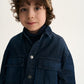 Gulliver Dark Blue Denim Shirt with Distressed Details and Print for Boy Mini- Monotyping