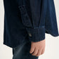 Gulliver Dark Blue Denim Shirt with Distressed Details and Print for Boy Mini- Monotyping