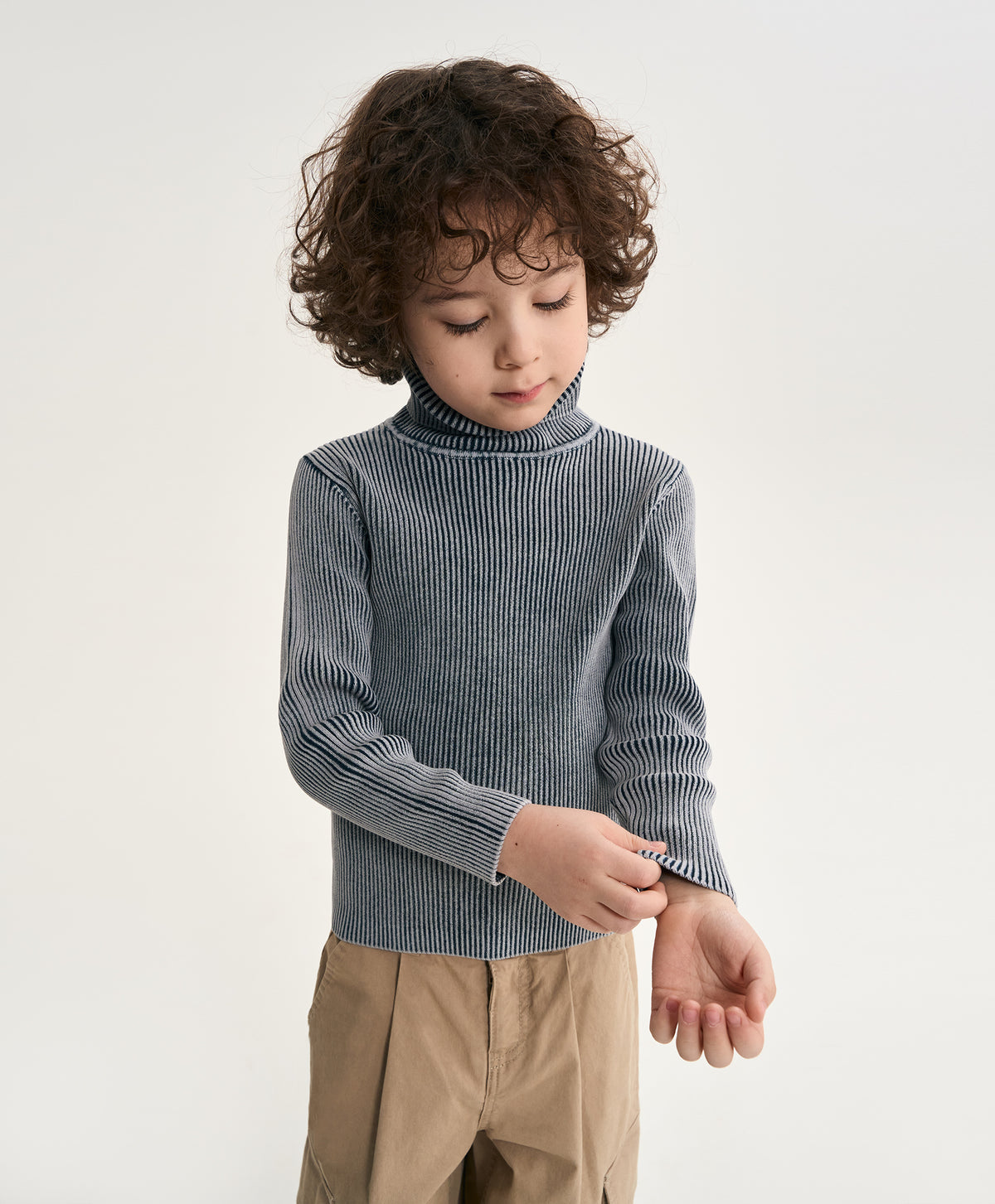 Gulliver Blue Knitted Turtleneck with Washed Effect for Boy Mini- Monotyping