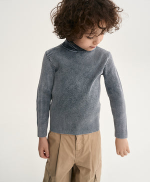 Gulliver Blue Knitted Turtleneck with Washed Effect for Boy Mini- Monotyping