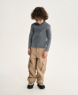 Gulliver Blue Knitted Turtleneck with Washed Effect for Boy Mini- Monotyping