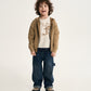 Gulliver Beige Knitted Oversized Cardigan with Washed and Destroyed Effects for Boy Mini- Monotyping