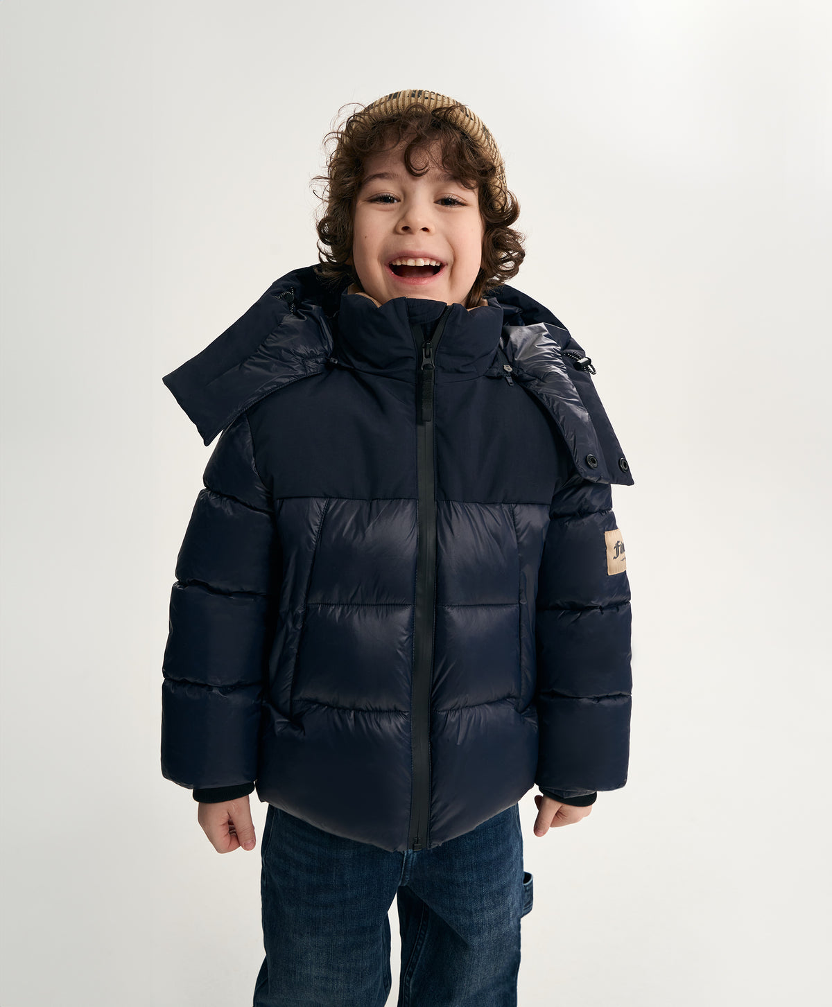 Gulliver Dark Blue Quilted Mid-Season Jacket with Two Shell Fabric for Boy Mini- Monotyping