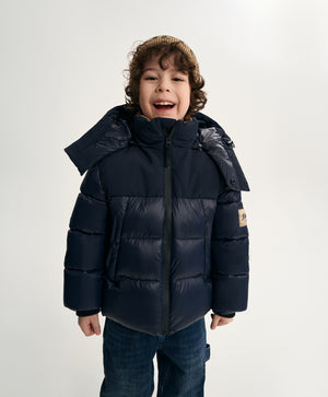 Gulliver Dark Blue Quilted Mid-Season Jacket with Two Shell Fabric for Boy Mini- Monotyping