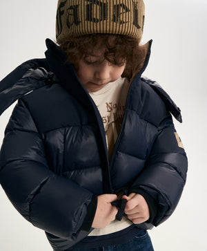 Gulliver Dark Blue Quilted Mid-Season Jacket with Two Shell Fabric for Boy Mini- Monotyping