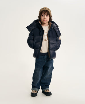 Gulliver Dark Blue Quilted Mid-Season Jacket with Two Shell Fabric for Boy Mini- Monotyping