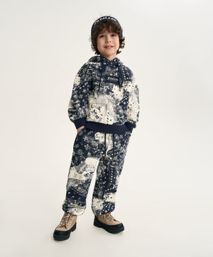 Gulliver Dark Blue Fleece Jogger Pants with Paisley Print for Boy Mini- Monotyping