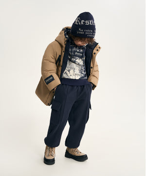 Gulliver Dark Blue Fleece Cargo Jogger Pants for Boy Mini- Monotyping