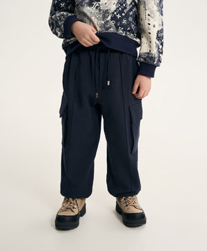 Gulliver Dark Blue Fleece Cargo Jogger Pants for Boy Mini- Monotyping