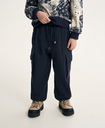 Gulliver Dark Blue Fleece Cargo Jogger Pants for Boy Mini- Monotyping