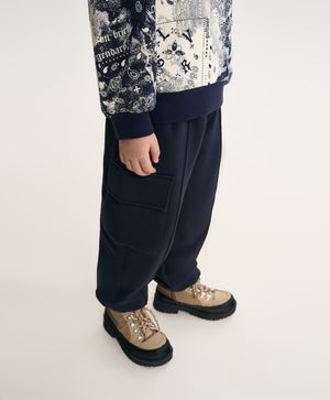 Gulliver Dark Blue Fleece Cargo Jogger Pants for Boy Mini- Monotyping