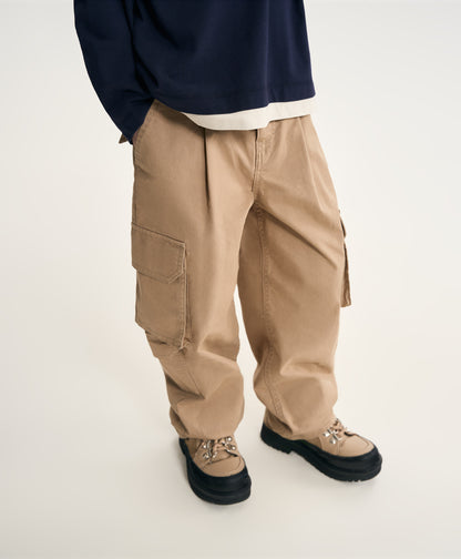 Gulliver Beige Textile Balloon Pants with Cargo Pockets for Boy Mini- Monotyping