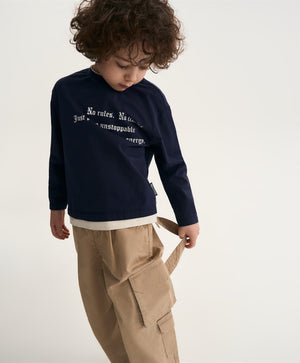 Gulliver Beige Textile Balloon Pants with Cargo Pockets for Boy Mini- Monotyping