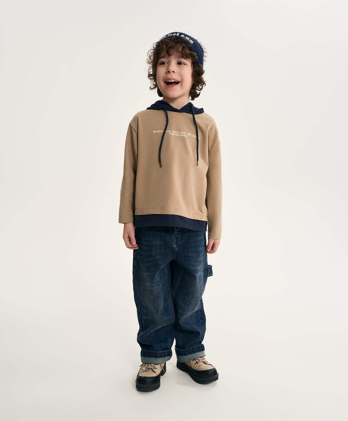 Gulliver Blue Carpenter Jeans with Distressed Details and Tapered Leg for Boy Mini- Monotyping