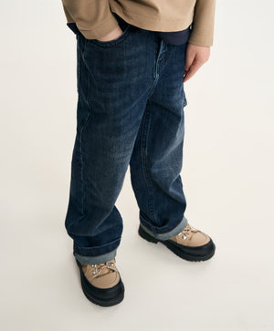 Gulliver Blue Carpenter Jeans with Distressed Details and Tapered Leg for Boy Mini- Monotyping