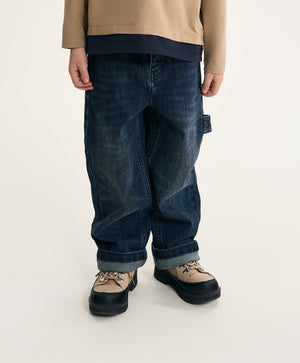 Gulliver Blue Carpenter Jeans with Distressed Details and Tapered Leg for Boy Mini- Monotyping