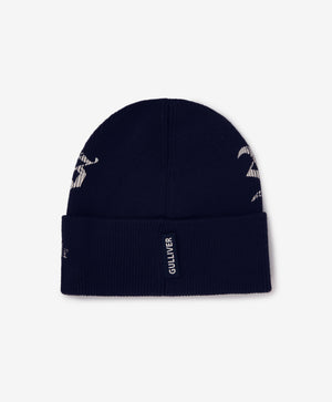 Gulliver Blue Knitted Beanie with Print for Boy Mini- Monotyping
