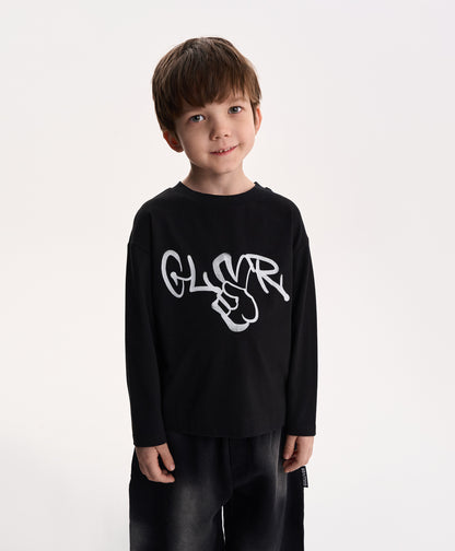 GulliverBoys’ Black Long-Sleeve T-Shirt with Graffiti Print for Boy Mini-Writer