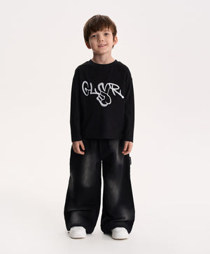 GulliverBoys’ Black Long-Sleeve T-Shirt with Graffiti Print for Boy Mini-Writer