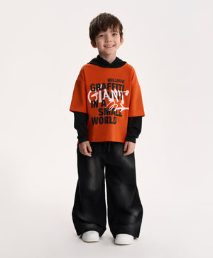 Gulliver Orange Long-Sleeve T-Shirt with Layered Effect for Boy Mini-Writer