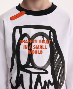 Gulliver White Long-Sleeve T-Shirt with Graffiti Print for Boy Mini-Writer