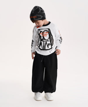 Gulliver White Long-Sleeve T-Shirt with Graffiti Print for Boy Mini-Writer
