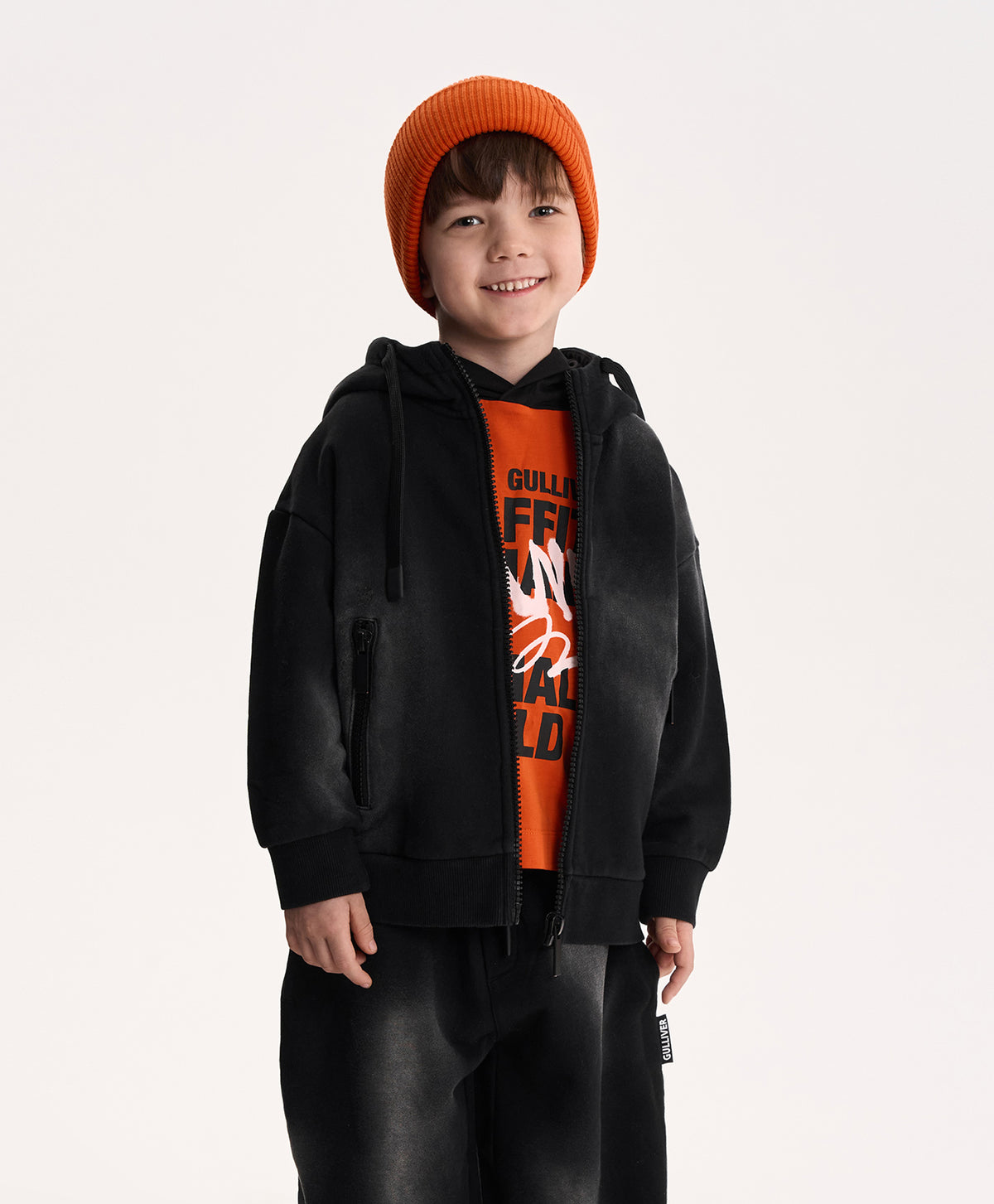 Gulliver Gray Fleece Sweatshirt with Distressed Details for Boy Mini-Writer
