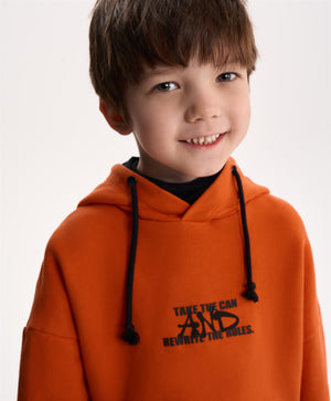Gulliver Orange Hoodie with Built-In Knitted Balaclava and Gradient Effect for Boy Mini-Writer
