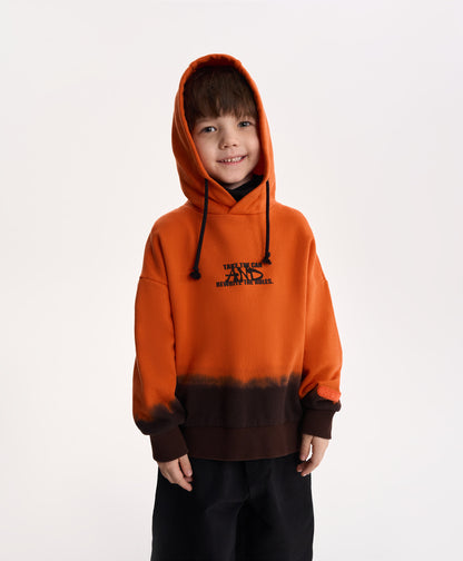 Gulliver Orange Hoodie with Built-In Knitted Balaclava and Gradient Effect for Boy Mini-Writer